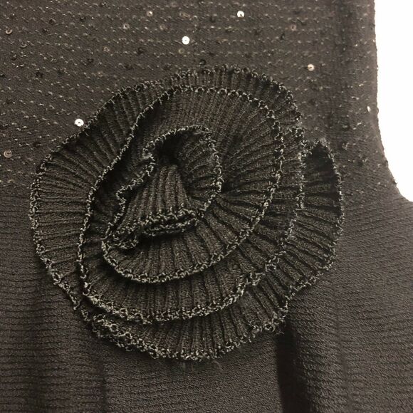 Fianona Vintage Dress 2 Pc Black Wool Knit Sequins Size Large - Picture 10 of 10